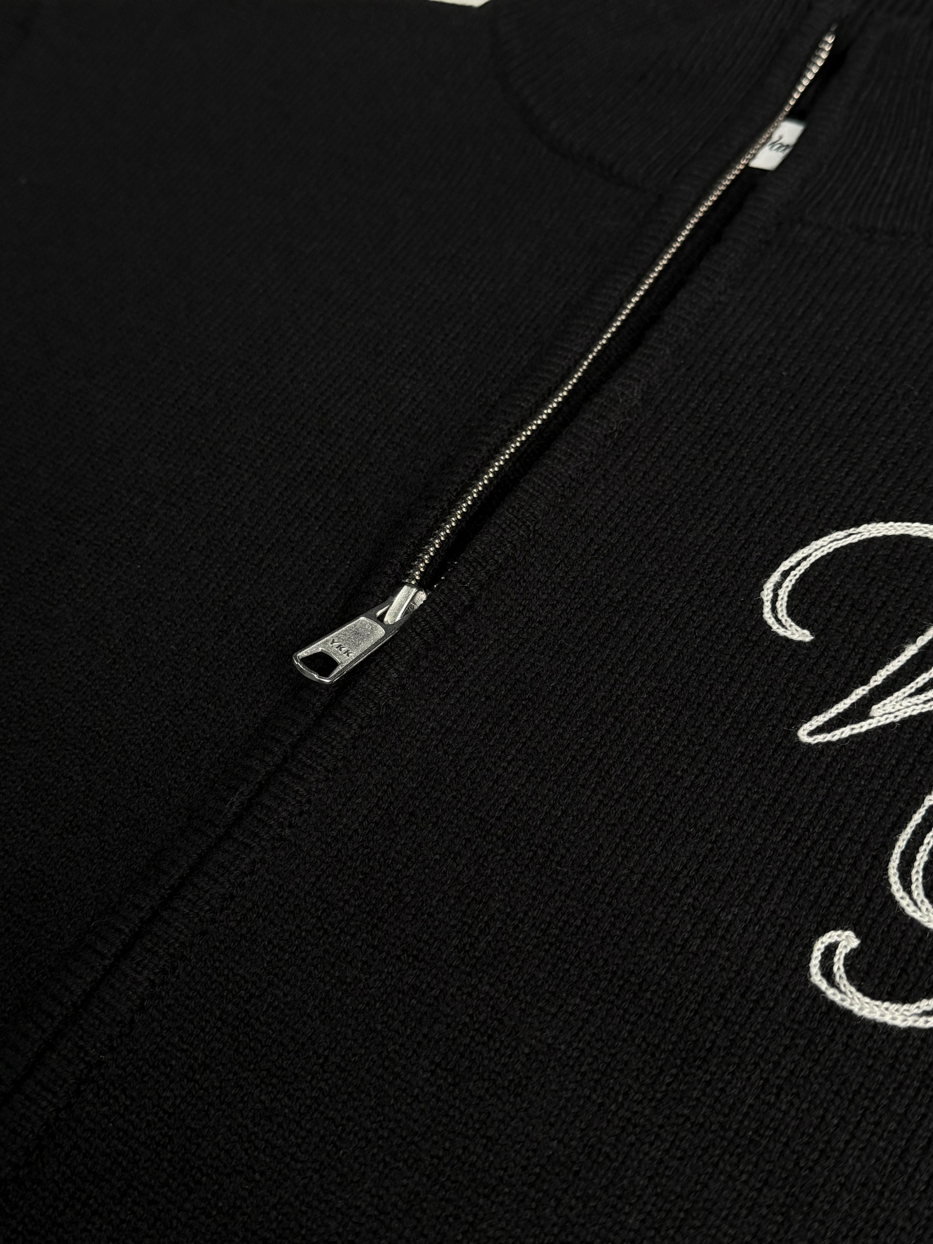 Wool Cashmere Zip Up | Black