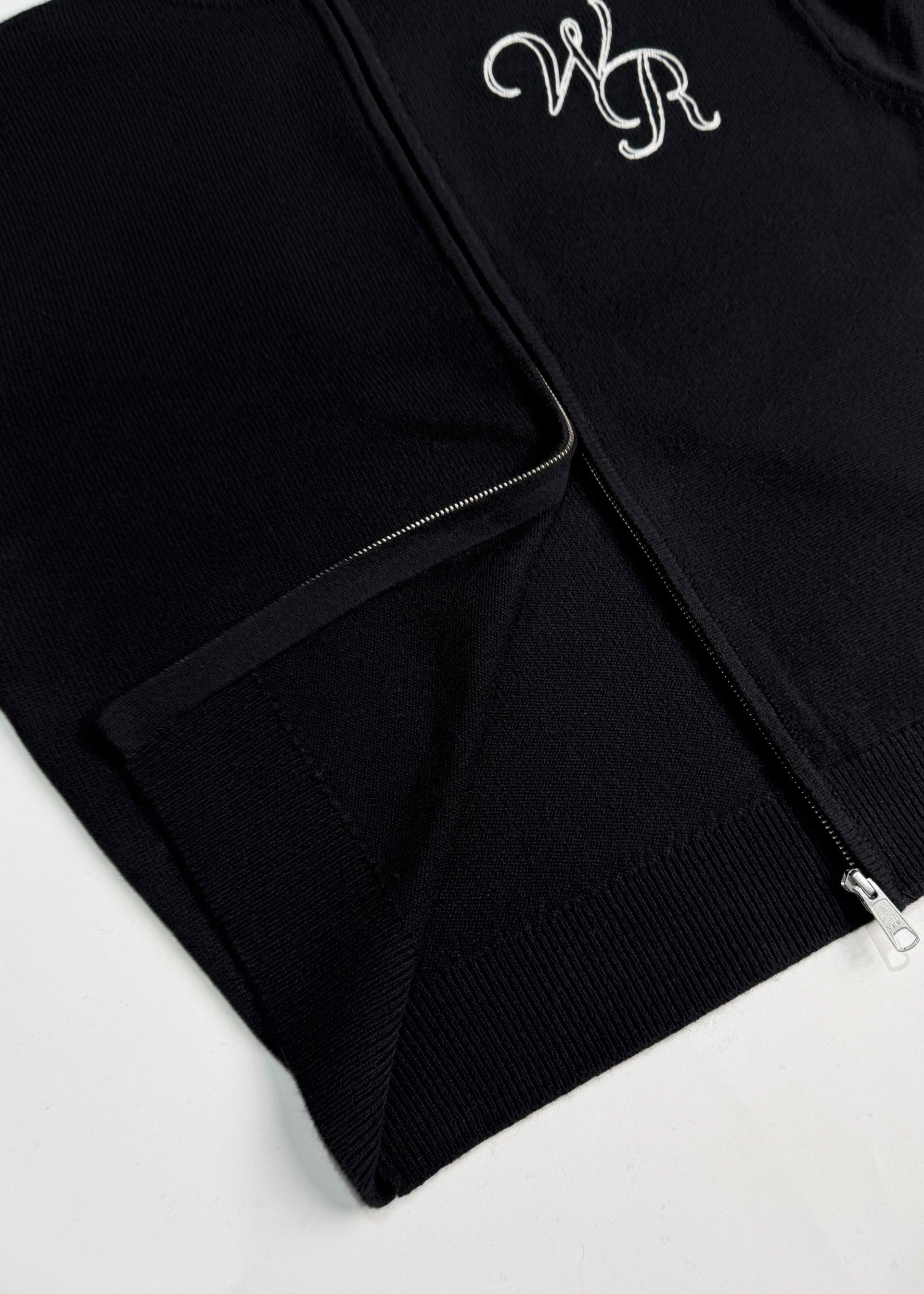 Wool Cashmere Zip Up | Black