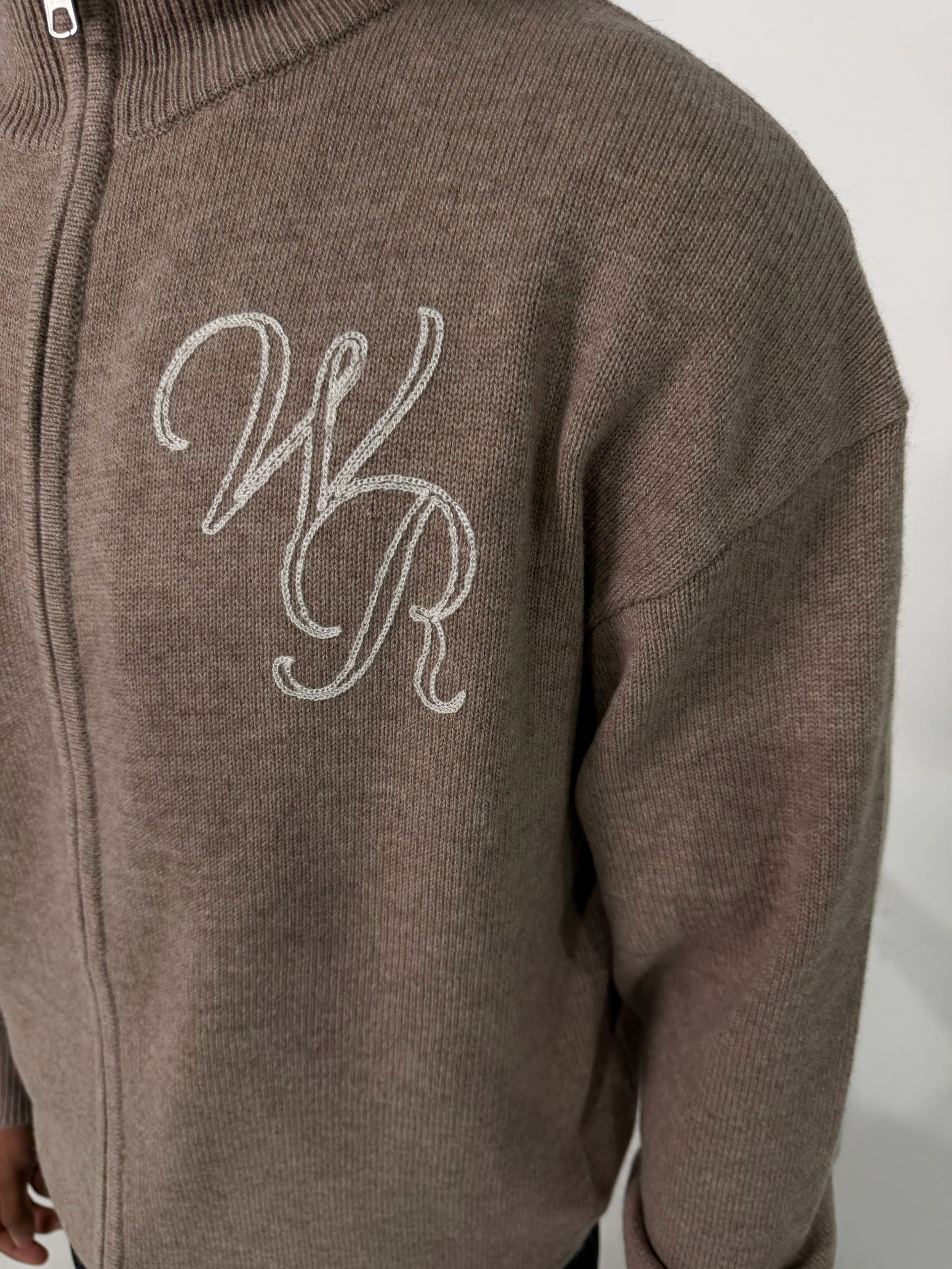Wool Cashmere Zip Up | Taupe