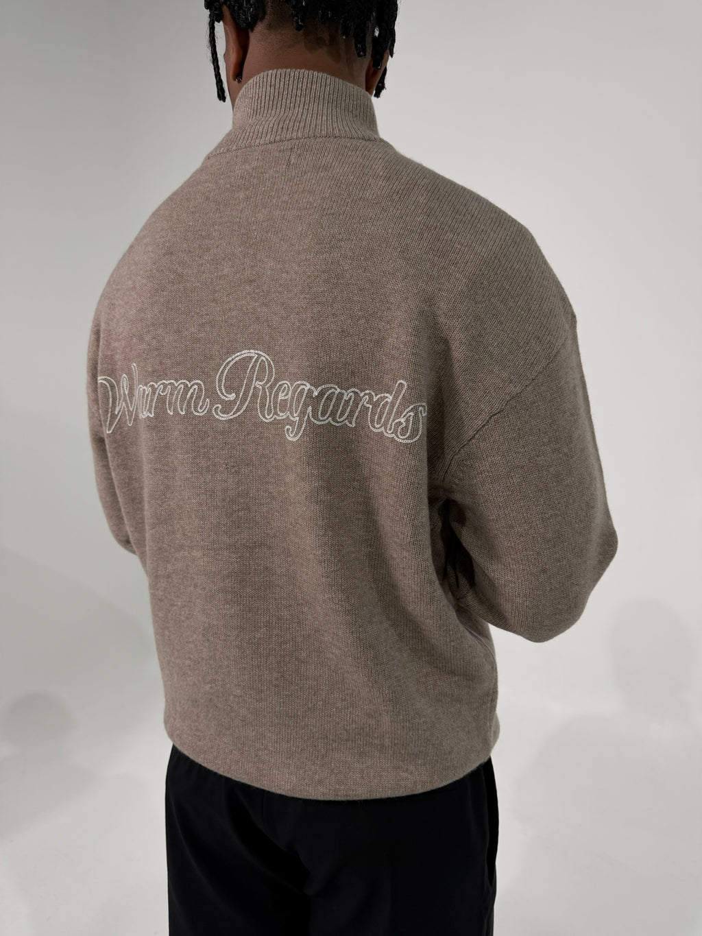 Wool Cashmere Zip Up | Taupe
