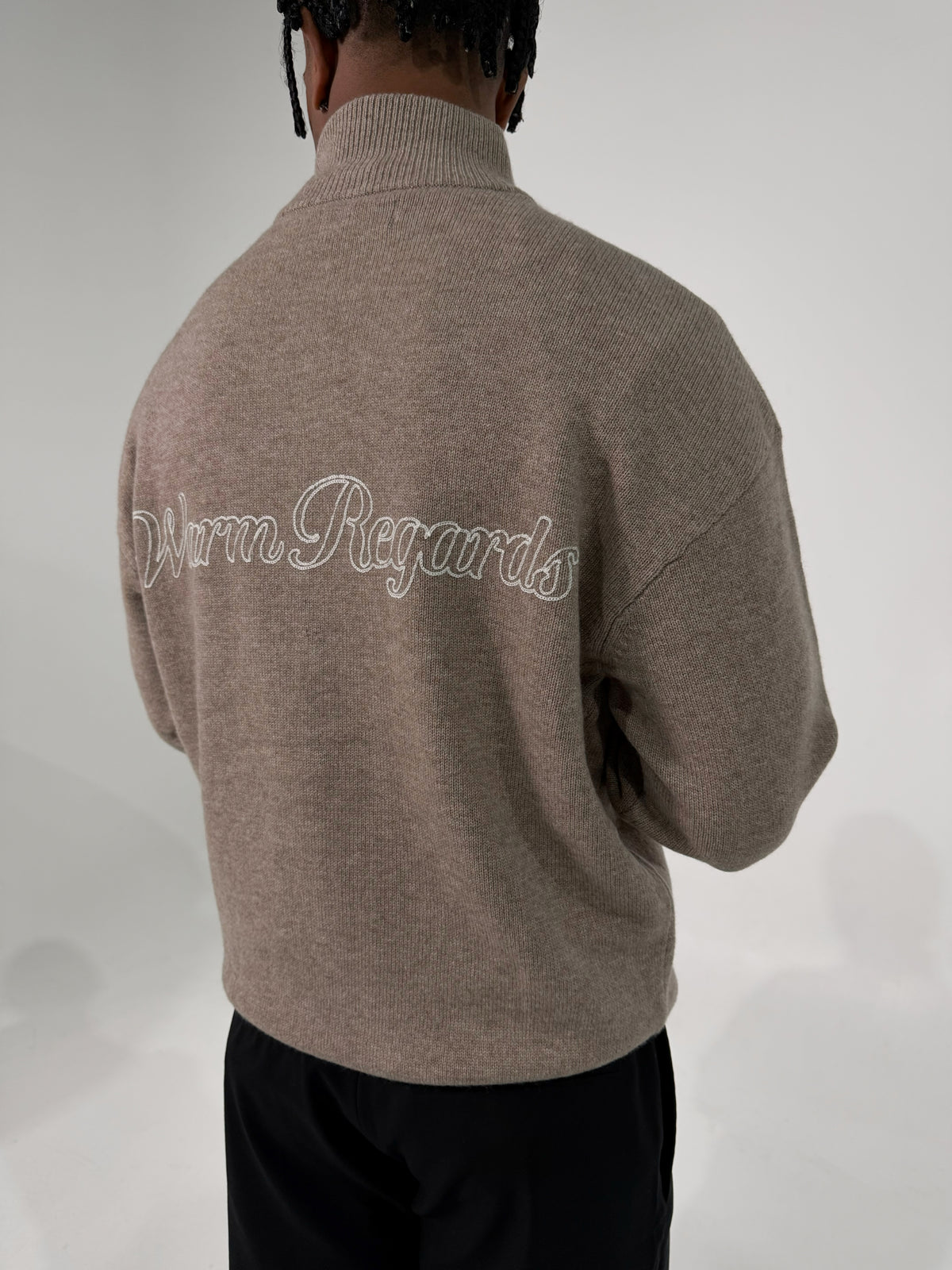 Wool Cashmere Zip Up | Taupe