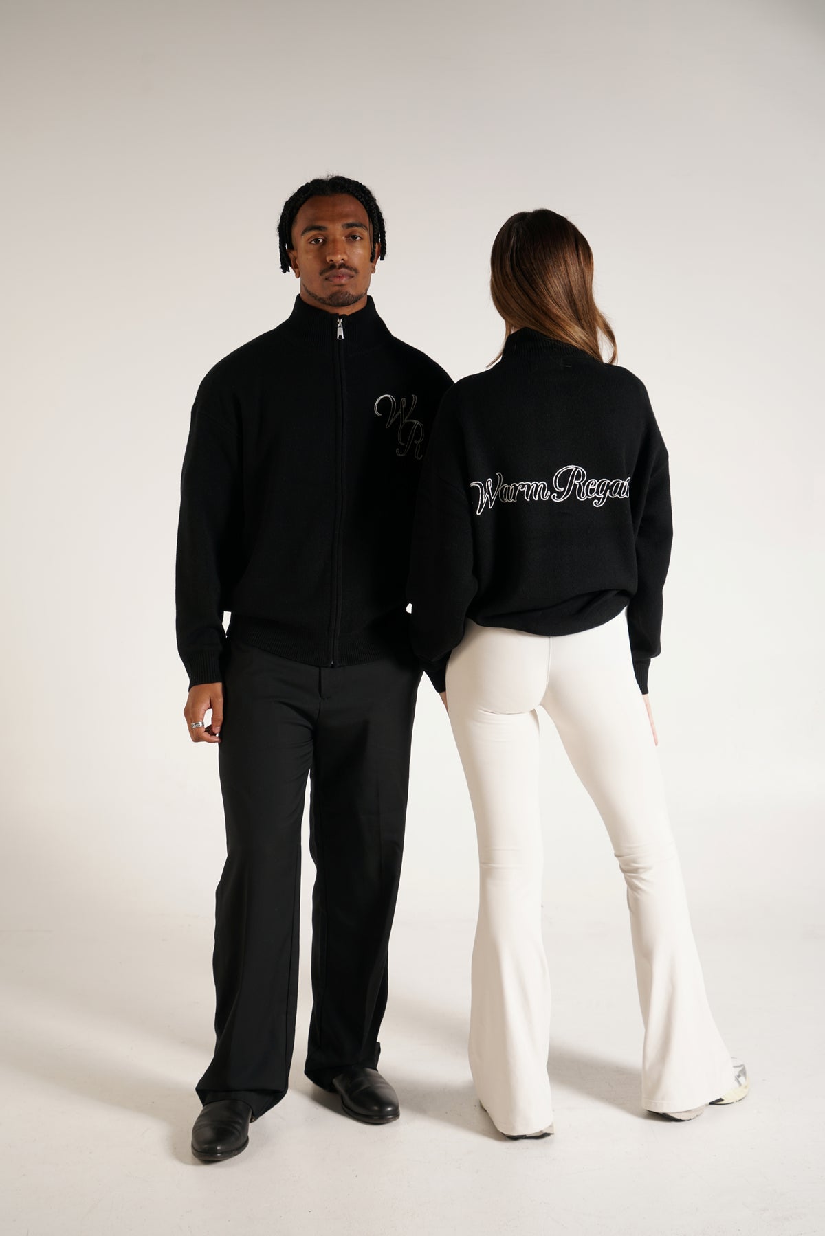 Wool Cashmere Zip Up | Black