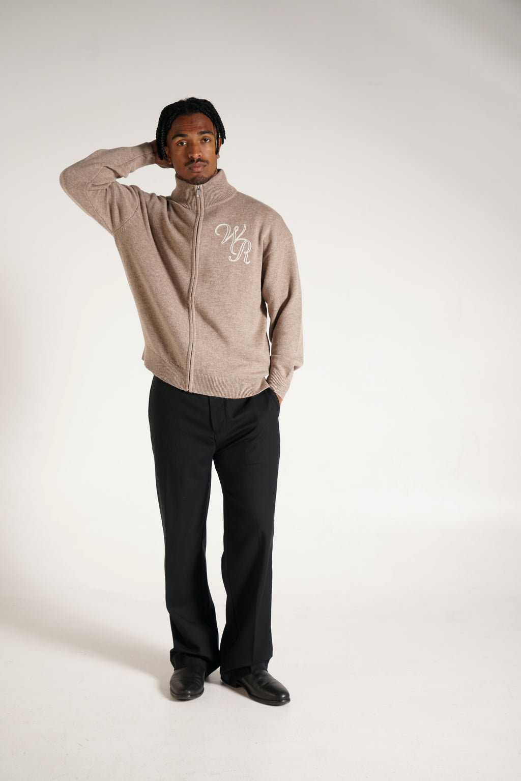 Wool Cashmere Zip Up | Taupe