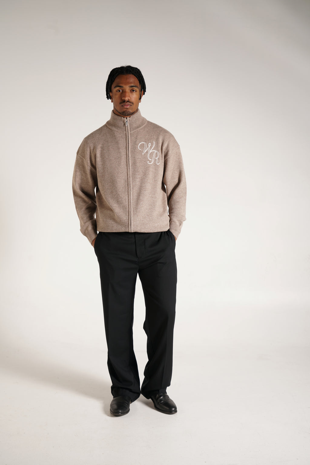 Wool Cashmere Zip Up | Taupe