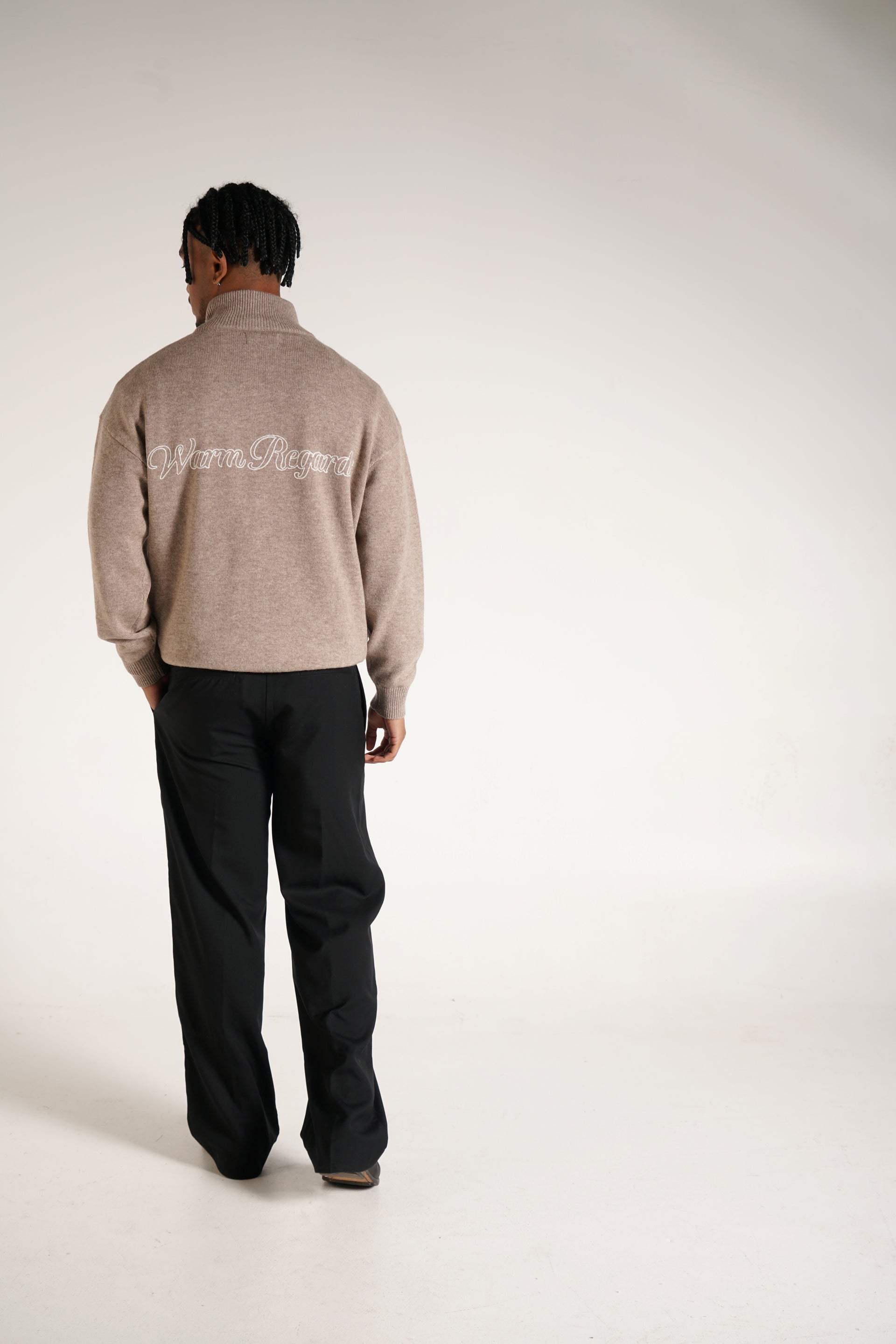 Wool Cashmere Zip Up | Taupe