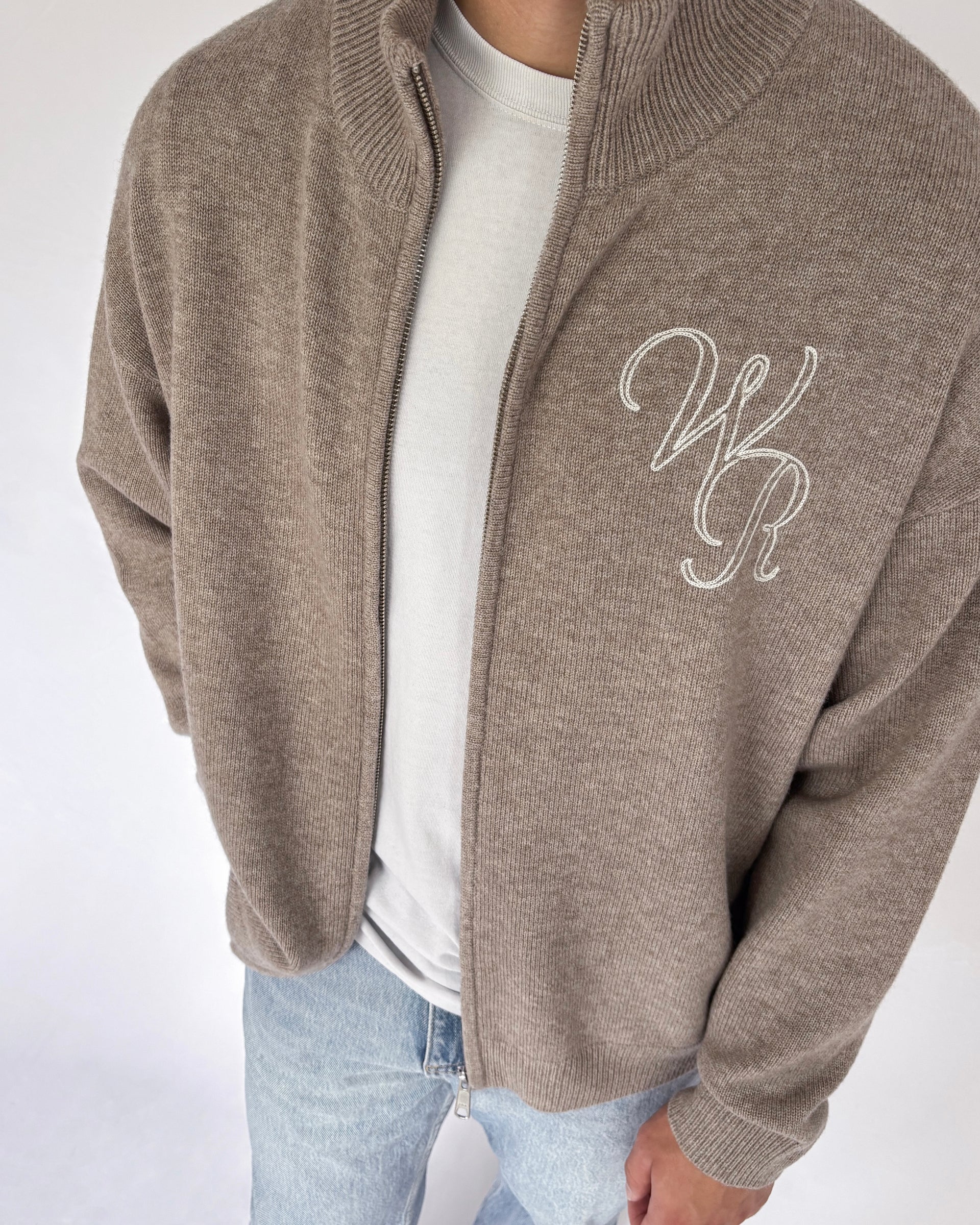 Cashmere Zip Up | Taupe